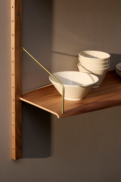 DK3 System Ultra walnut shelf with ceramic bowls