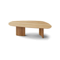DK3 Tangent Table Rectangular in Lacquered Oak, solid wood dining table with an asymmetrical top and sculptural base, angled view on white