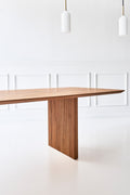 DK3 Ten Table Rectangular in oiled wild oak, solid wood table on a fluted panel base