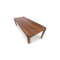 DK3 Jeppe Utzon Table #1 in walnut, solid wood dining table with a straight edge, angled view on white