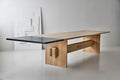 DK3 Jeppe Utzon Table #2 in soaped oak with a black extension leaf fitted