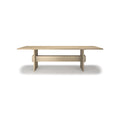 DK3 Jeppe Utzon Table #2 in Soaped Oak, solid oak dining table with wedged Shaker-style legs, side view on white