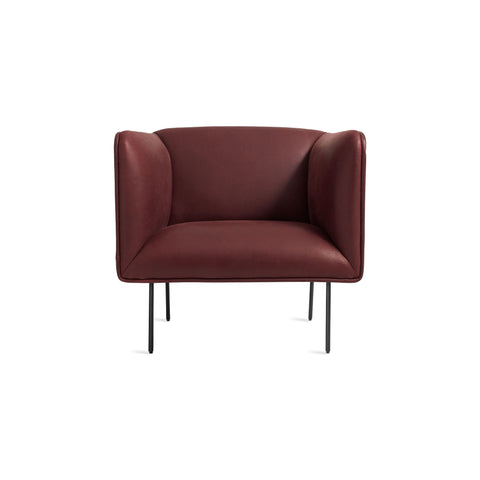 Dandy Lounge Chair by Blu Dot in Oxblood Leather, low front view