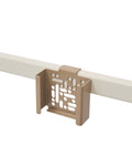 Pedestal Apple TV Mount in Sandstorm, perforated steel Apple TV bracket on a stand tube, on a plain white background