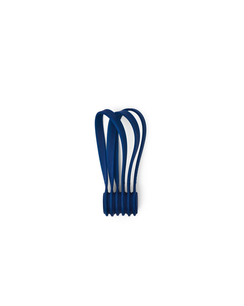 Pedestal Magnetic Cable Ties in Ultra Marine, three magnetic silicone cable ties, on a plain white background