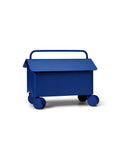 Pedestal Cable Villa in Ultra Marine, cable management box on wheels, on a plain white background