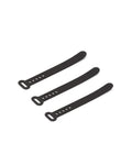 Pedestal Cable Tie in Charcoal, three silicone cable ties laid side by side, on a plain white background