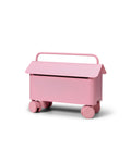Pedestal Cable Villa in Bubble Gum, cable management box on wheels, on a plain white background