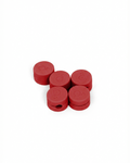 Pedestal Cable Clips in Burnin' Red, five magnetic silicone cable clips grouped together, on a plain white background