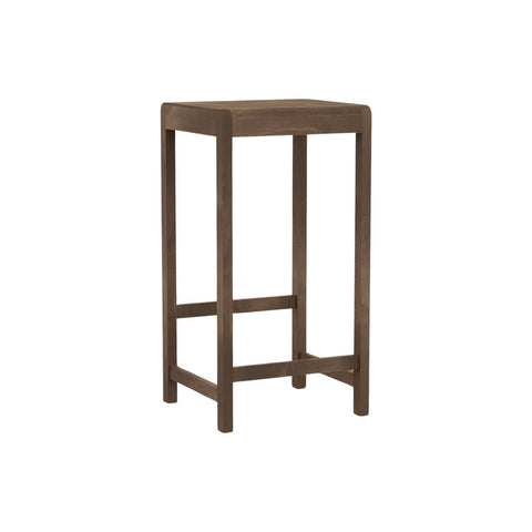Frama Stool 01 in Dark Brown Birch, taller bar height stool in dark stained birch with long legs and low cross braces