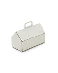 Pedestal Cable House in Pearl, steel cable management box with a carrying handle, on a plain white background