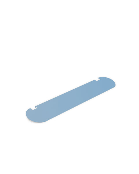 Pedestal Moon Shelf in Powder Blue, powder-coated steel shelf, on a plain white background