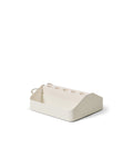 Pedestal Power Beam Tray Double in Pearl, two-compartment steel cable tray with a power beam, on a plain white background