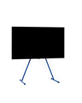 Pedestal Viva TV Stand in Ultra Marine, TV floor stand holding a flat screen TV, on a plain white background