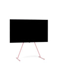 Pedestal Viva TV Stand in Bubble Gum, TV floor stand holding a flat screen TV, on a plain white background