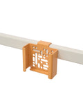 Pedestal Apple TV 4K Mount in Apricot, perforated steel Apple TV bracket on a stand tube, on a plain white background