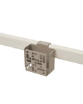 Pedestal Remote Box Mount in Oat, perforated aluminium remote box on a stand tube, on a plain white background