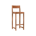 Frama Bar Chair 01 in Warm Brown Birch, taller bar height chair in reddish brown birch, three quarter view on a pale ground