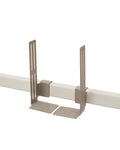 Pedestal Box Mount in Oat, adjustable mounting brackets on a stand tube, on a plain white background