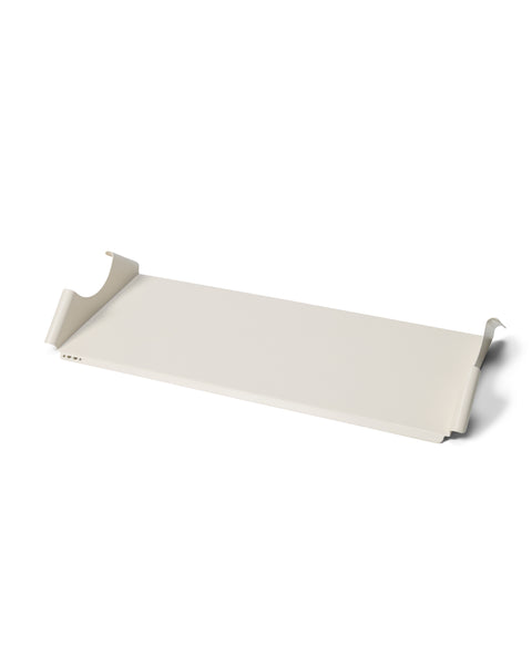 Pedestal Moon Tray Shelf in Pearl, powder-coated steel tray shelf, on a plain white background