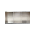 Frama Rivet Case in Aluminum, three bay metal open case on small corner feet, empty and seen straight on against white