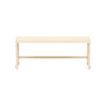 Frama Bench 01 in Natural Birch, pale birch bench with a flat seat and an open leg frame, front view on a light background