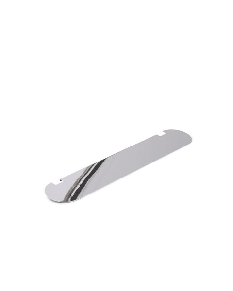 Pedestal Moon Shelf in Chrome, powder-coated steel shelf, on a plain white background