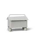Pedestal Cable Villa in Pearl, cable management box on wheels, on a plain white background