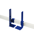 Pedestal Box Mount in Ultra Marine, adjustable mounting brackets on a stand tube, on a plain white background