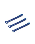 Pedestal Cable Tie in Ultra Marine, three silicone cable ties laid side by side, on a plain white background