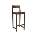 Frama Bar Chair 01 in Dark Brown Birch, taller bar height chair in dark stained birch with long legs, three quarter view