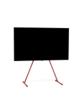 Pedestal Viva TV Stand in Burnin' Red, TV floor stand holding a flat screen TV, on a plain white background