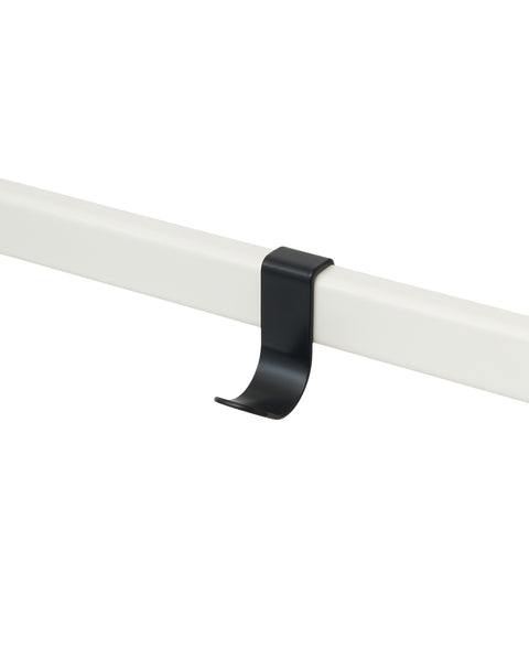 Pedestal Hook Mount in Charcoal, aluminium accessory hook on a stand tube, on a plain white background