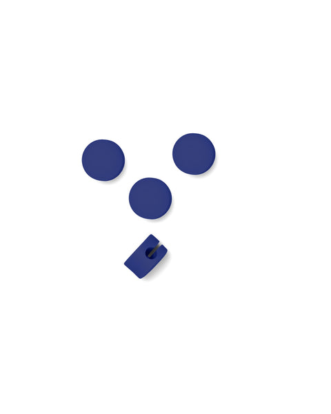 Pedestal Cable Dots in Ultra Marine, silicone cable dots with a mounting clip, on a plain white background
