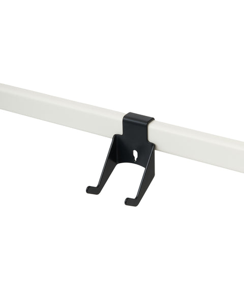 Pedestal Controller Mount in Charcoal, metal controller holster on a stand tube, on a plain white background