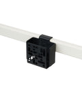 Pedestal Remote Box Mount in Charcoal, perforated aluminium remote box on a stand tube, on a plain white background