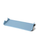 Pedestal Moon Tray Shelf in Powder Blue, powder-coated steel tray shelf, on a plain white background