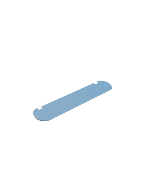 Pedestal Moon Light Shelf in Powder Blue, powder-coated steel shelf, on a plain white background