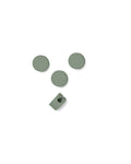 Pedestal Cable Dots in Mossy Green, silicone cable dots with a mounting clip, on a plain white background