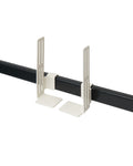 Pedestal Box Mount in Pearl, adjustable mounting brackets on a stand tube, on a plain white background