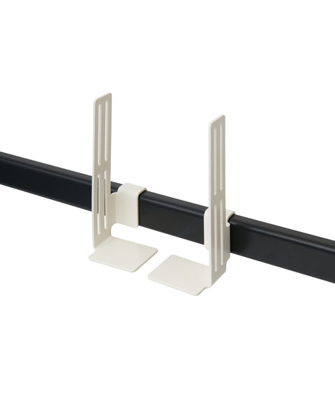 Pedestal Box Mount in Pearl, adjustable mounting brackets on a stand tube, on a plain white background