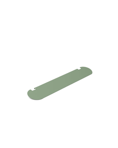 Pedestal Moon Light Shelf in Mossy Green, powder-coated steel shelf, on a plain white background