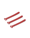 Pedestal Cable Tie in Burnin' Red, three silicone cable ties laid side by side, on a plain white background
