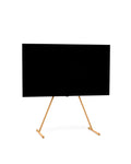 Pedestal Viva TV Stand in Apricot, TV floor stand holding a flat screen TV, on a plain white background
