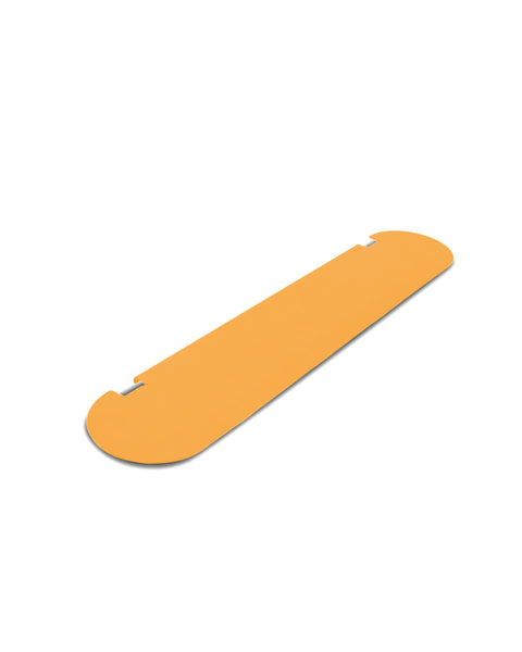 Pedestal Moon Shelf in Apricot, powder-coated steel shelf, on a plain white background