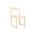 Frama Chair 01 in Natural Birch, cream toned birch chair seen straight on from the front, small in frame on a white background