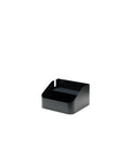 Pedestal Power Bar Tray in Charcoal, steel cable tray holding a power bar, on a plain white background