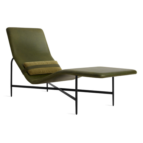Deep Thoughts Leather Chaise by Blu Dot in loden green leather