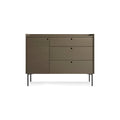 Peek 1 Door / 3 Drawer Credenza by Blu Dot in Dark Olive, low front view
