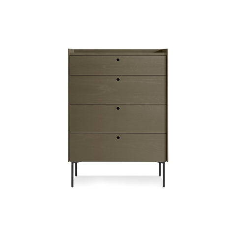 Peek 4 Drawer Dresser by Blu Dot in Dark Olive, low front view
